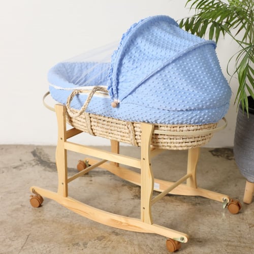 مهد مواليد (سلة موسى) لون ازرق + قاعدة