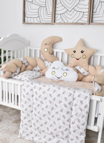 حواجز سرير اطفال حلزون مع مفرش ومخدات مكون من 6 قط...