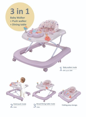 مشاية أطفال قابل للطي بمقعد ناعم مبطن