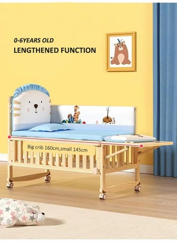 سرير خشب أطفال مع خزانة 120×60سم