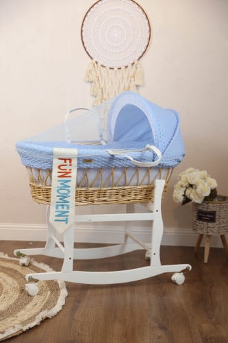 مهد مواليد (سلة موسى) لون ازرق + قاعدة