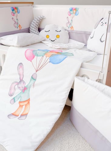 3 حواجز حماية جانبية لسرير الاطفال مع لحاف ومخدات...