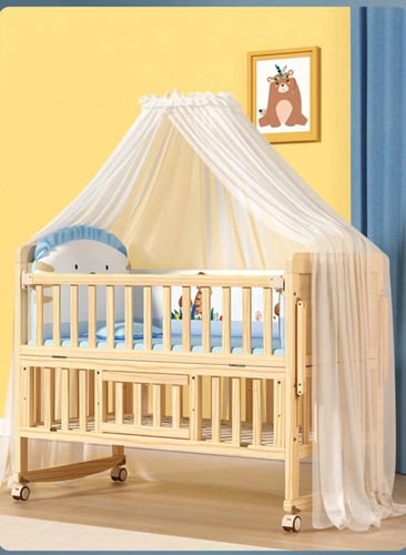 سرير خشب أطفال مع خزانة 120×60سم