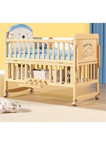 سرير خشب أطفال مع خزانة 120×60سم