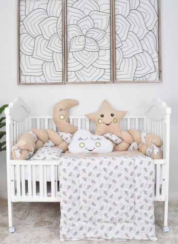 حواجز سرير اطفال حلزون مع مفرش ومخدات مكون من 6 قط...