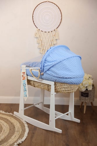 مهد مواليد (سلة موسى) لون ازرق + قاعدة