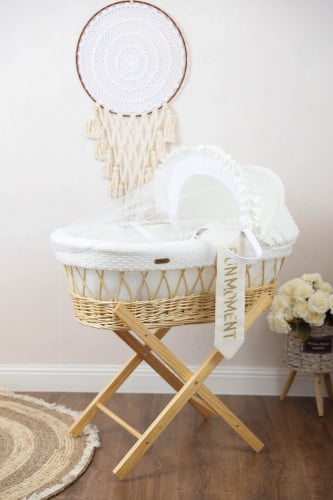 مهد مواليد (سلة موسى) لون ابيض + قاعدة