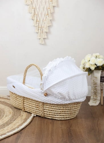 مهد مواليد سلة موسى لون سكري للاطفال مع ناموسية