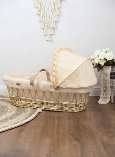 مهد مواليد سلة موسى لون بيج للاطفال مع ناموسية