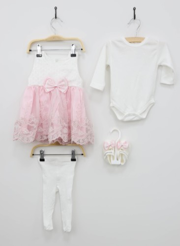 A gift baby girl dress set consisting of 4 pieces