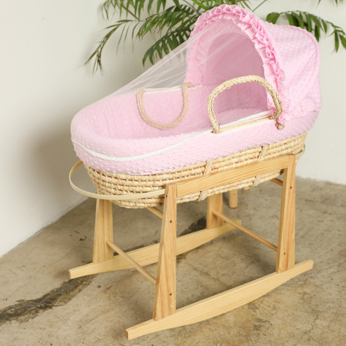 مهد مواليد (سلة موسى) لون وردي + قاعدة