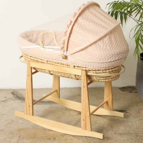 مهد مواليد (سلة موسى) لون بيج + قاعدة