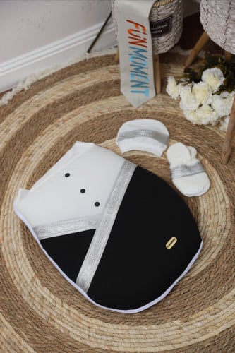 مدس مواليد بشت حديثي الولادة -تصميم بشت اسود وفضي