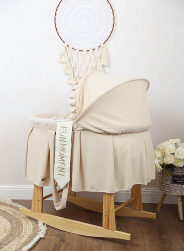 مهد مواليد (سلة موسى) + قاعدة هزاز خشبي