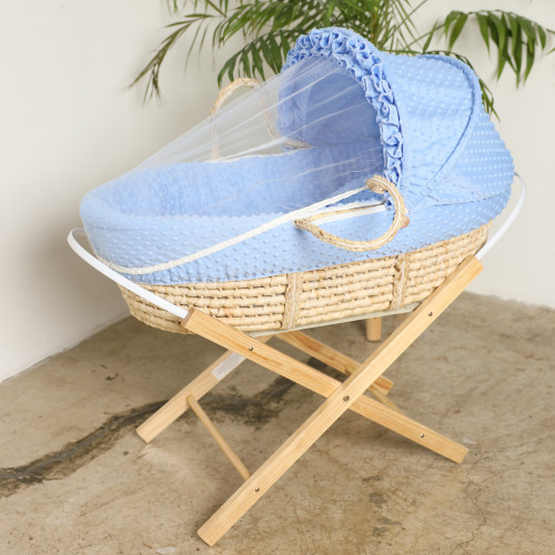 مهد مواليد (سلة موسى) لون ازرق + قاعدة