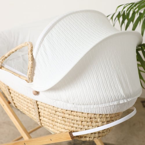 مهد مواليد (سلة موسى) لون ابيض + قاعدة