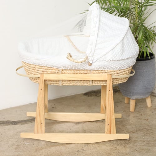 مهد مواليد (سلة موسى) لون ابيض + قاعدة