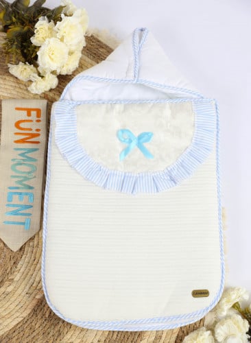 مدس مواليد لحديثي الولادة مع سحاب جانبي-لون سماوي