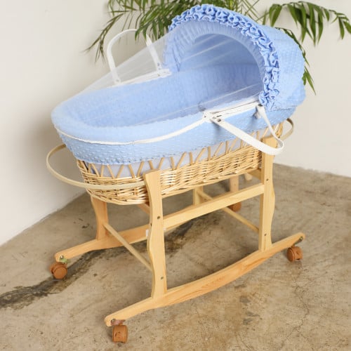 مهد مواليد (سلة موسى) لون ازرق + قاعدة