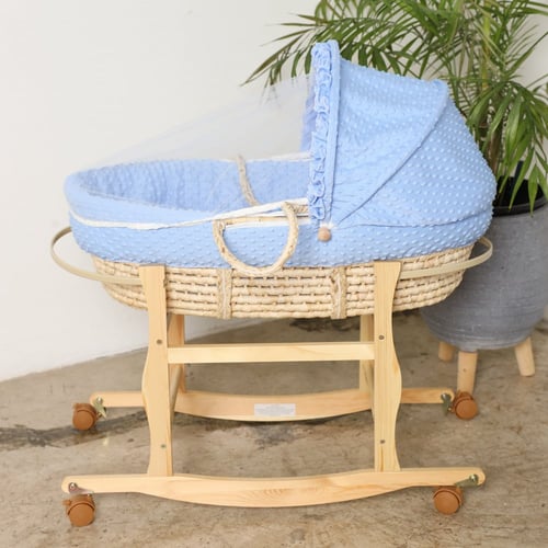 مهد مواليد (سلة موسى) لون ازرق + قاعدة
