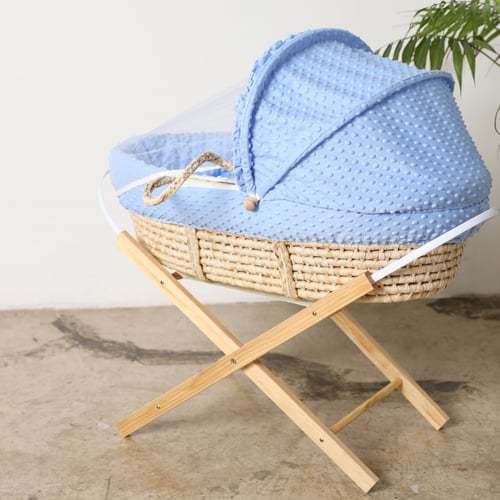 مهد مواليد (سلة موسى) لون ازرق + قاعدة