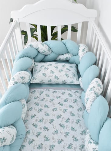 حواجز سرير اطفال حلزون مع مفرش ومخدات مكون من 6 قط...