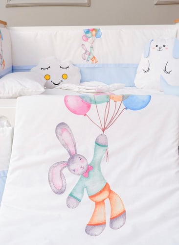 3 حواجز حماية جانبية لسرير الاطفال مع لحاف ومخدات...