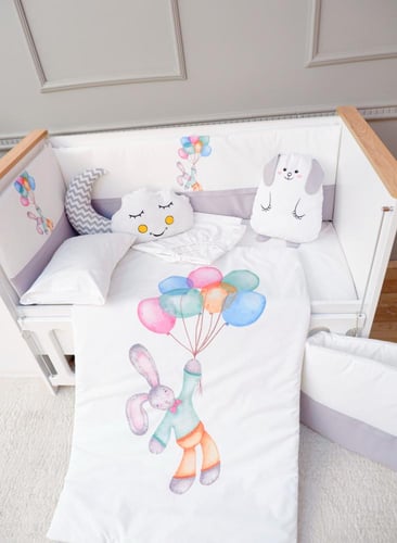 3 حواجز حماية جانبية لسرير الاطفال مع لحاف ومخدات...