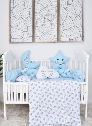 حواجز سرير اطفال حلزون مع مفرش ومخدات مكون من 6 قط...