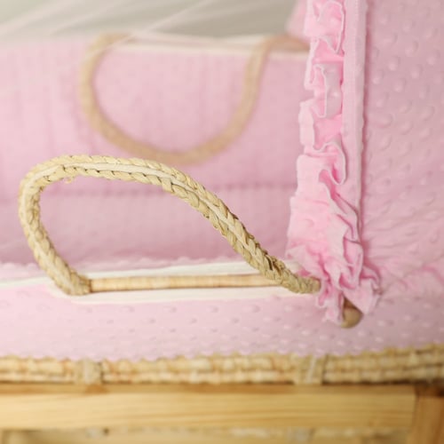 مهد مواليد (سلة موسى) لون وردي + قاعدة