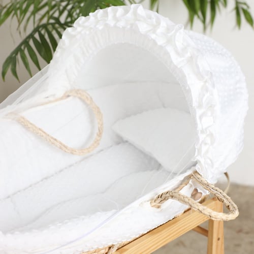 مهد مواليد (سلة موسى) لون ابيض + قاعدة