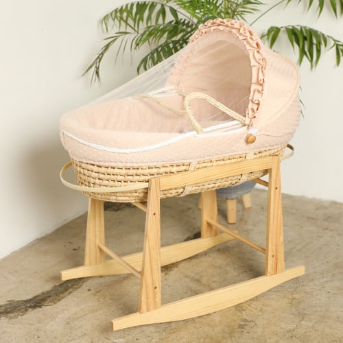 مهد مواليد (سلة موسى) لون بيج + قاعدة