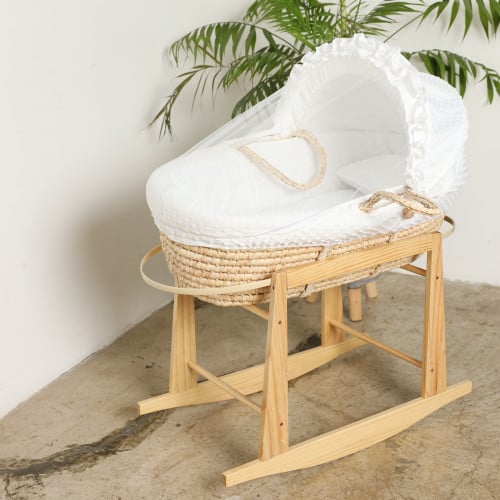 مهد مواليد (سلة موسى) لون ابيض + قاعدة