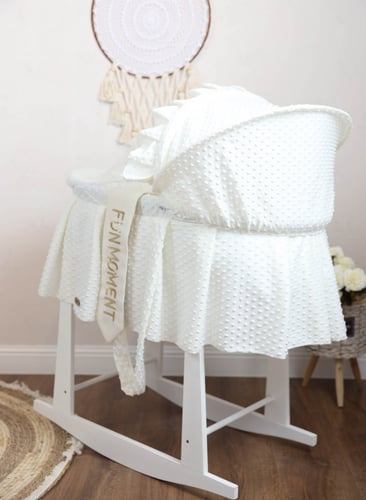 مهد مواليد (سلة موسى) سكري + قاعدة هزاز ابيض