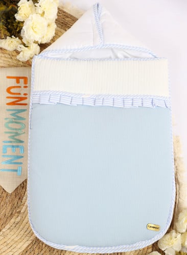 مدس مواليد لحديثي الولادة مع سحاب جانبي-لون سماوي