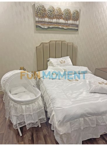 طقم مفرش نفاس مع سرير البيبي سلة موسى شامل القاعده...