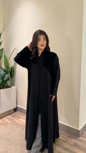عبايه مخمل مع كريب