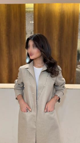 بليزر الولو قماش لينن بيج فاتح