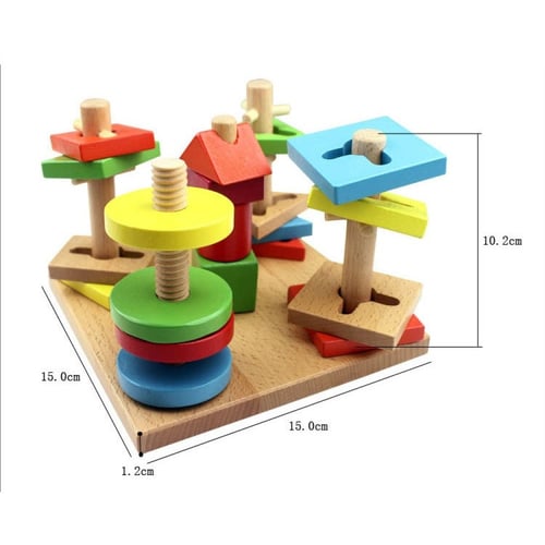 تعليم تناسق الاشكال والاعمدة الخشبية