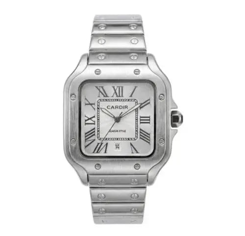 ساعة شبية كارتير سانتوس مينا فضي وابيض