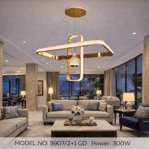 نجف هندسي مستطيل متقاطع مودرن ذهبي م/5907/2+1 مارك...