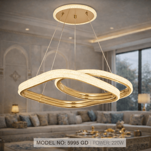 نجف ليد مربعات دائرية متداخلة مودرن ذهبي م/5995 GD...
