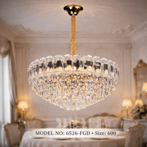نجف كريستال دائري مودرن ذهبي م/6526 ماركة بفكو
