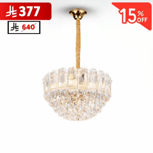 نجف كريستال دائري مودرن ذهبي م/6526 ماركة بفكو