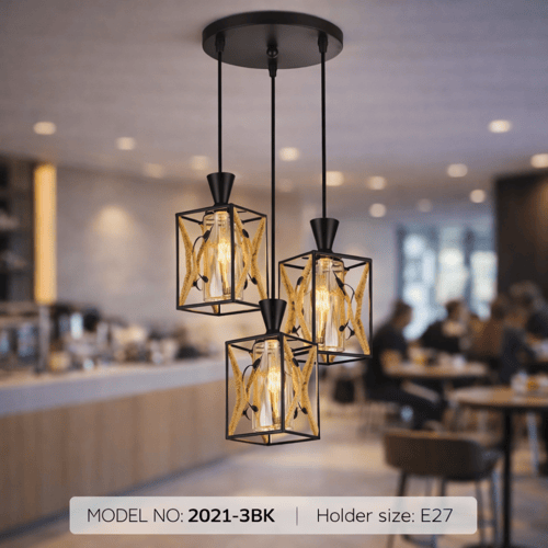 نجف تعليقة ثلاثي مكعب صناعي أسود م/2021-3BK ماركة...