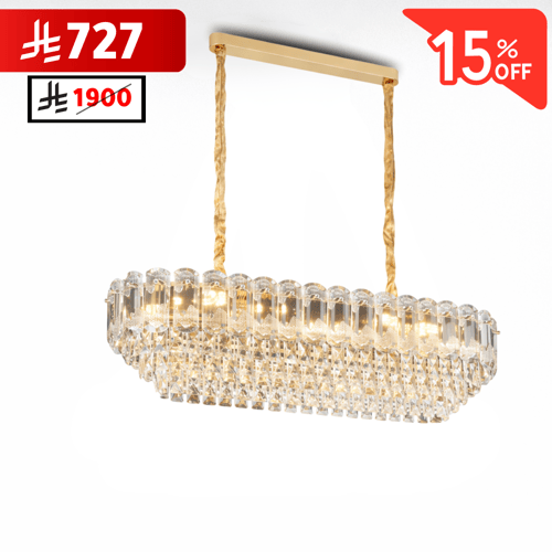 نجف كريستال مستطيل مودرن ذهبي م/6526 ماركة بفكو