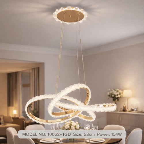 نجف ليد حلقات متداخلة كريستال مودرن ذهبي م/10062-1...