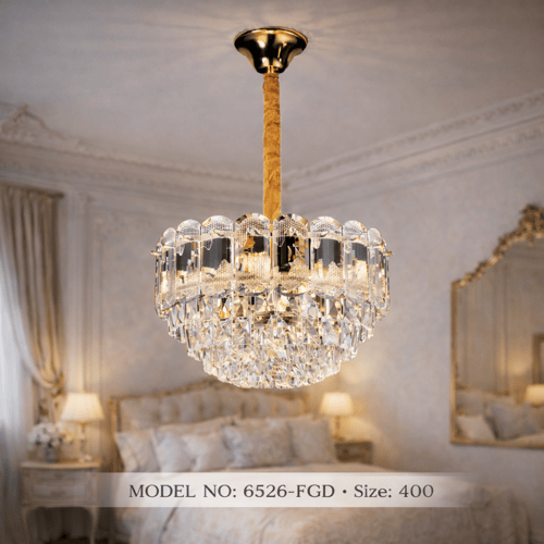 نجف كريستال دائري مودرن ذهبي م/6526 ماركة بفكو