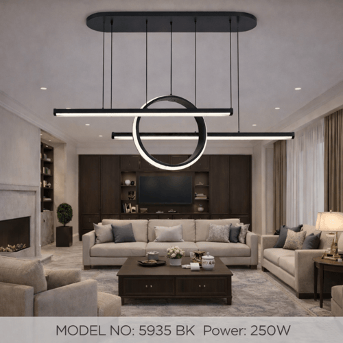 نجف خطي مزدوج مع حلقة خلفية مودرن أسود م/5935 مارك...