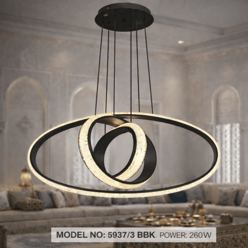 نجف حلقات بيضاوية متداخلة مودرن أسود م/5937/3 BK م...